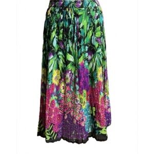 Vintage Take Two Clothing Co Broomstick Tropical Floral Pleated Skirt Size PL